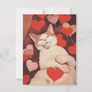 Postal Feliz Gato de San Valentín
