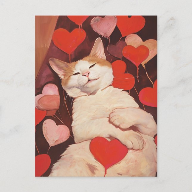 Postal Feliz Gato de San Valentín (Anverso)