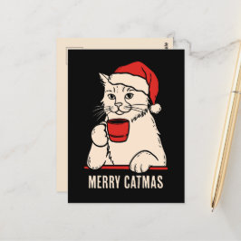 Postal Feliz gato mamá y papá amor del café