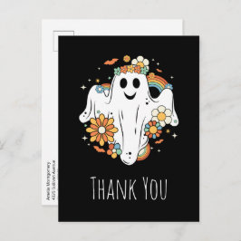 Postal Feliz Ghost Retro Hippie Vibe Gracias