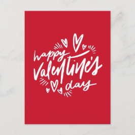 Postal Feliz guión del Día de San Valentín rojo y blanco