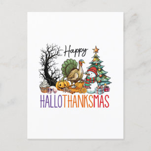 Postal Feliz Hallothanksmas Clipart