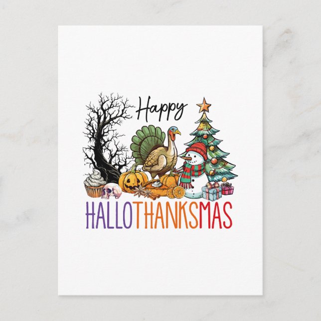 Postal Feliz Hallothanksmas Clipart (Anverso)