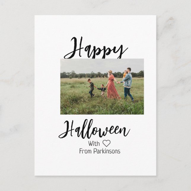 Postal Feliz Halloween agregar nombre de familia foto sim (Anverso)