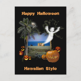 Postal Feliz Halloween al estilo hawaiano
