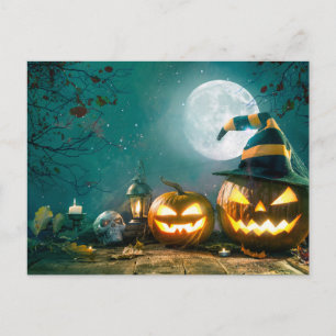 Postal Feliz Halloween Art Gracioso Jack O Lantern Hallow