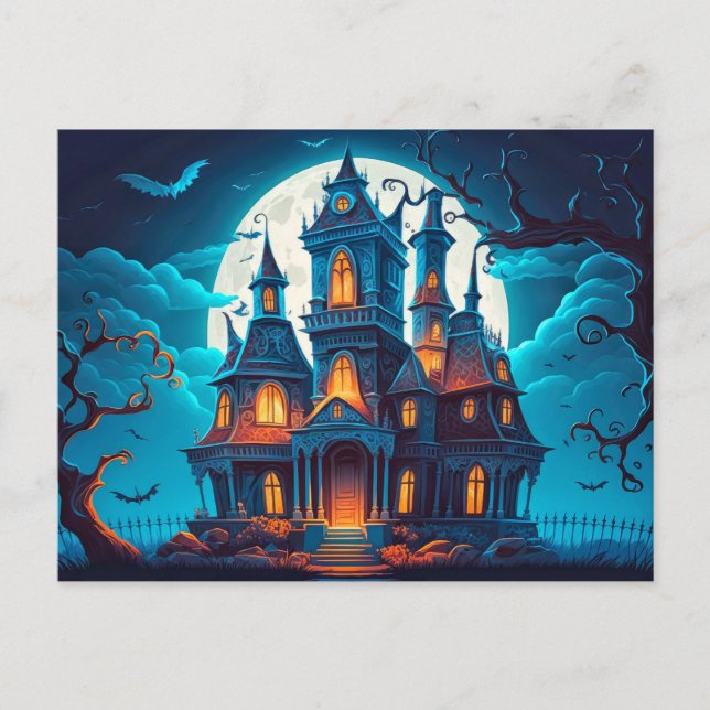 Postal Feliz Halloween | Atrapada casa (Anverso)