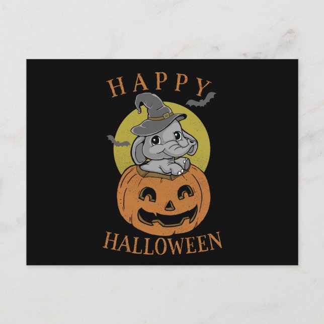 Postal Feliz Halloween Baby Elephant (Anverso)
