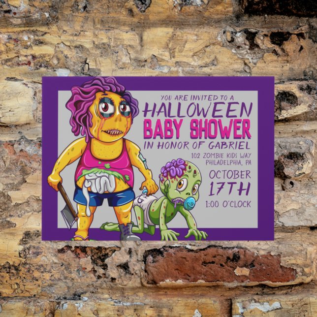 Postal Feliz Halloween | Baby Shower zombie (Subido por el creador)