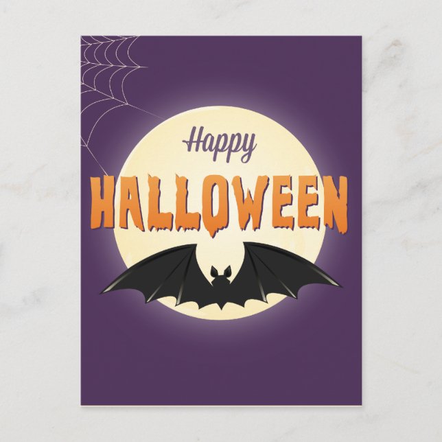 Postal Feliz Halloween Black Bat (Anverso)