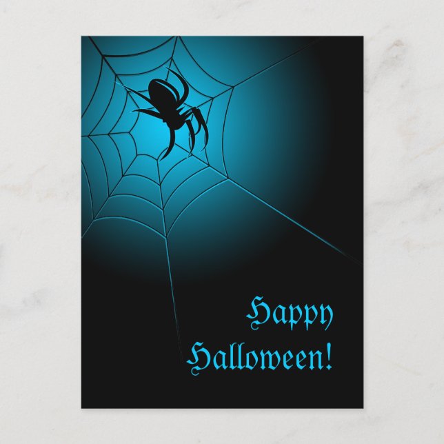 Postal Feliz Halloween Black Spider en la web (Anverso)