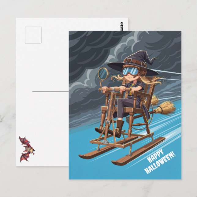 Postal Feliz Halloween Bruja (Anverso / Reverso)