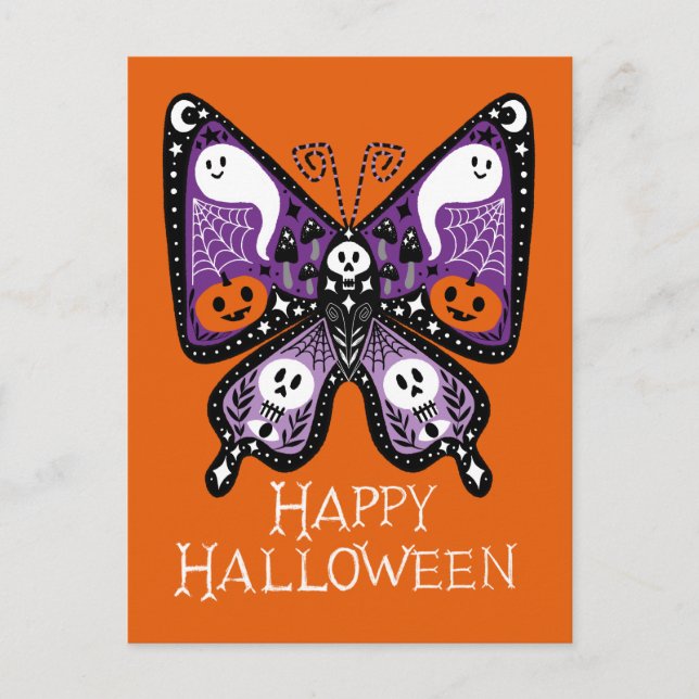 Postal Feliz Halloween Butterfly (Anverso)