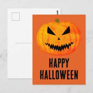 Postal Feliz Halloween Calabaza genial y aterradora de Ja