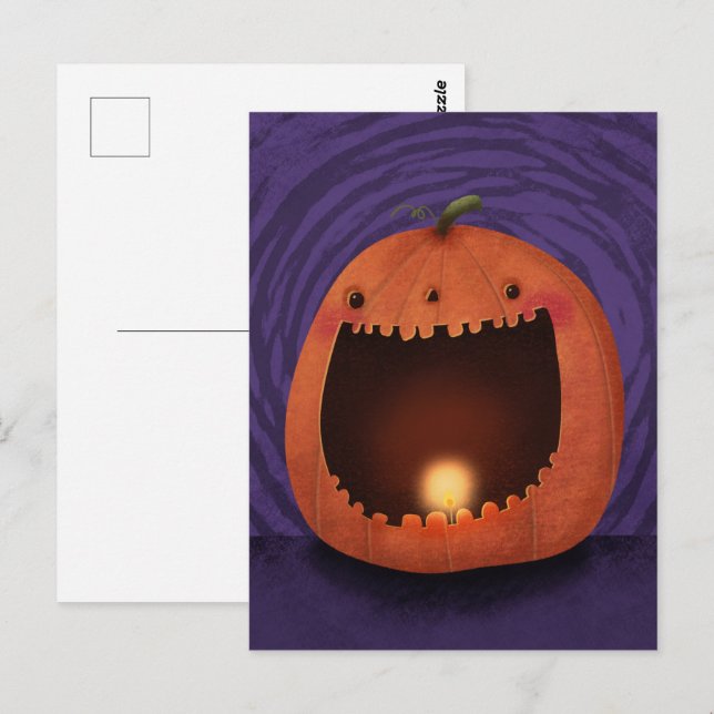 Postal Feliz Halloween Calabaza Jack o Lantern (Anverso / Reverso)