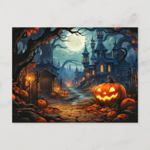 Postal Feliz Halloween   Calabaza Nefarious bien iluminad