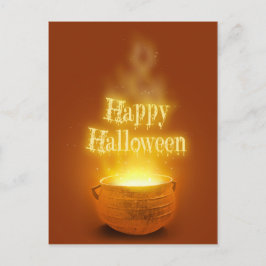 Postal Feliz Halloween Caldero de Bruja