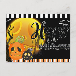 Postal Feliz Halloween Caprichosa Sonriente Calabazas Sal