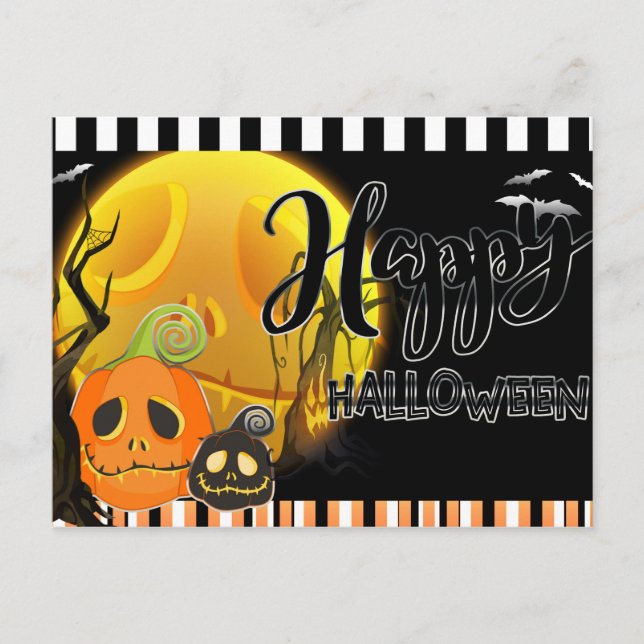Postal Feliz Halloween Caprichosos Pumpkins Sonrientes Sa (Anverso)