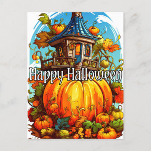 Postal Feliz Halloween   Casa Cute Haunted
