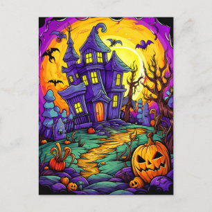 Postal Feliz Halloween   Casa embrujada