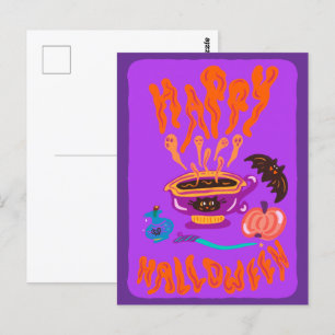 Postal Feliz Halloween Cat Lover bruja taza de café