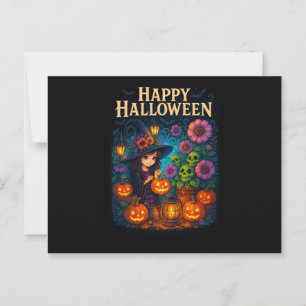 Postal Feliz Halloween Cubierta Tiras de Calabaza