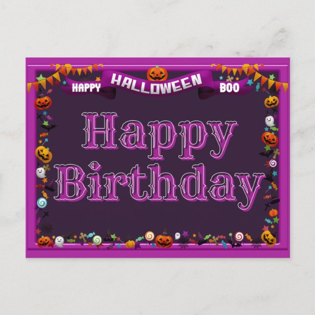 Postal Feliz Halloween/Cumpleaños (Anverso)