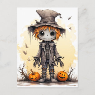 Postal Feliz Halloween   Cute Scarecrow Ragdoll