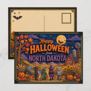 Postal Feliz Halloween de Niños de Dakota del Norte