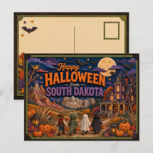 Postal Feliz Halloween de Niños de Dakota del Sur