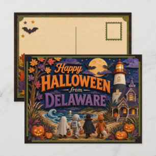 Postal Feliz Halloween de Niños de Delaware
