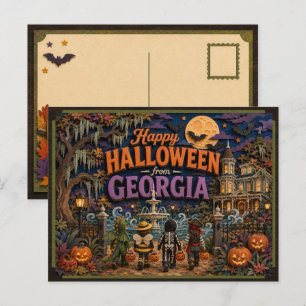Postal Feliz Halloween de Niños de Georgia