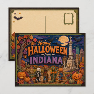 Postal Feliz Halloween de Niños de Indiana
