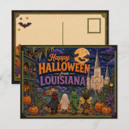 Postal Feliz Halloween de Niños de Luisiana
