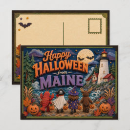 Postal Feliz Halloween de Niños de Maine