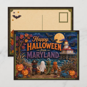Postal Feliz Halloween de Niños de Maryland