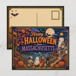 Postal Feliz Halloween de Niños de Massachusetts