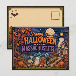 Postal Feliz Halloween de Niños de Massachusetts