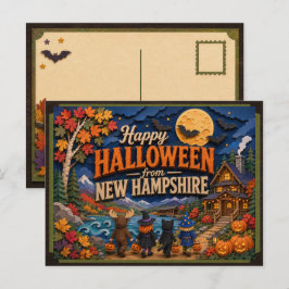 Postal Feliz Halloween de Niños de New Hampshire