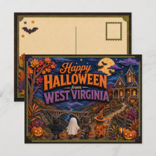 Postal Feliz Halloween de Niños de Virginia Occidental