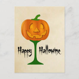 Postal Feliz Halloween de Vino de Calabaza de Hallowine