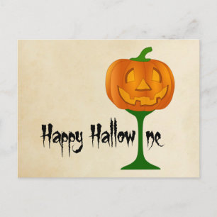 Postal Feliz Halloween de Vino de Calabaza de Hallowine
