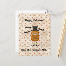 Postal Feliz Halloween Del Hombre De La Calabaza