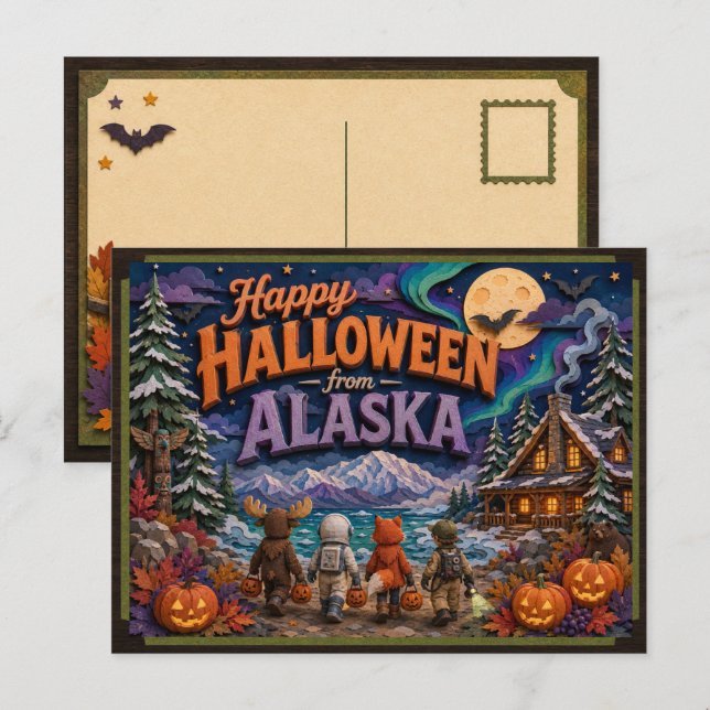 Postal Feliz Halloween desde Alaska Kids  (Anverso / Reverso)