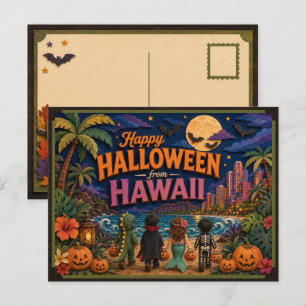 Postal Feliz Halloween desde Hawaii Niños