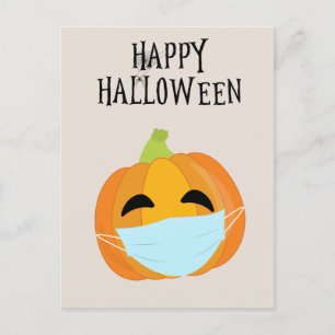 Postal Feliz Halloween divertida máscara facial de calaba