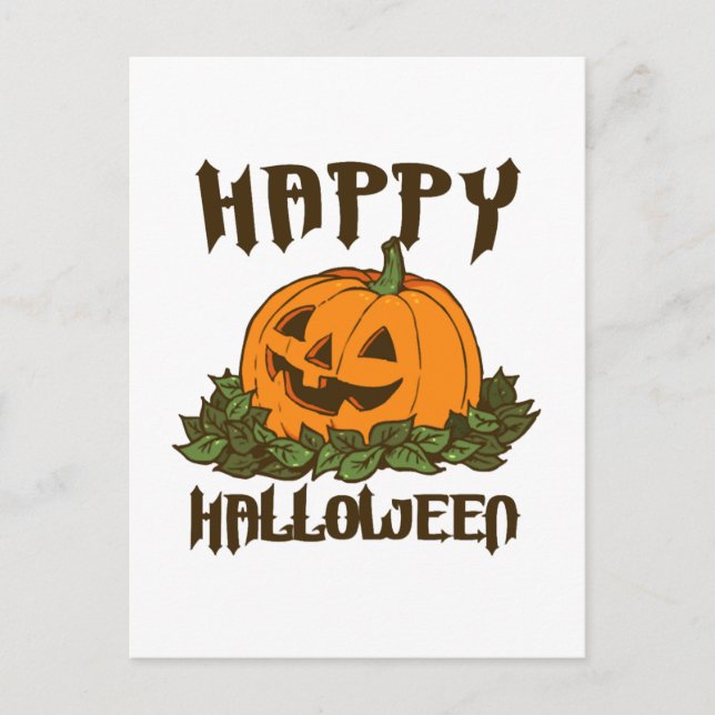 Postal Feliz Halloween divertido disfraz de Halloween (Anverso)