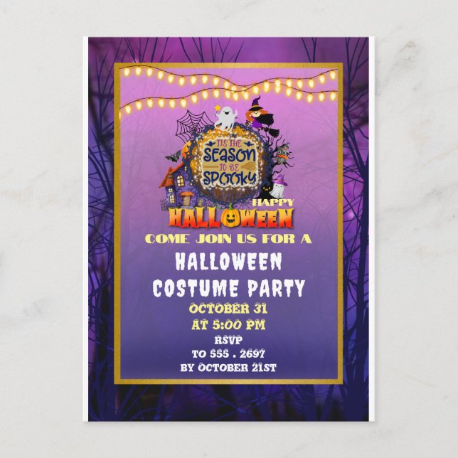 Postal Feliz Halloween Es la Temporada de Espanto Celebra (Anverso)