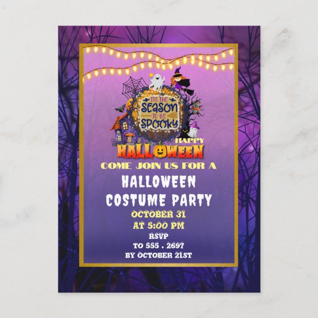 Postal Feliz Halloween Es la Temporada Espeluznante de Ce (Anverso)